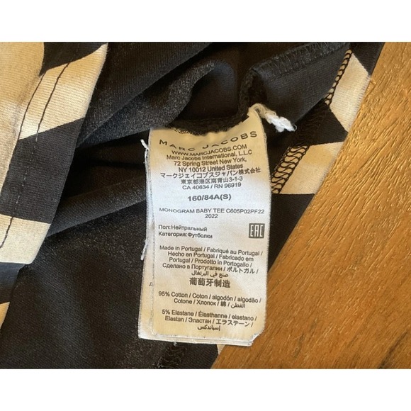 Marc Jacobs Monogram Baby Tee Cropped Shirt Vector Logo Women's Small - Picture 8 of 8